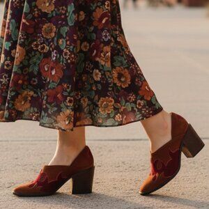 FREE PEOPLE clog pump bootie western bohemian suede - 7.5 7 1/2 (38)